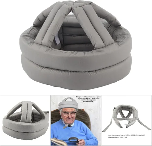 Miniatura 7 de Plplaaoo Casco protector grueso y suave anticaídas para personas mayores, sombrero de protección de cabeza transpirable ajustable para recuperación
