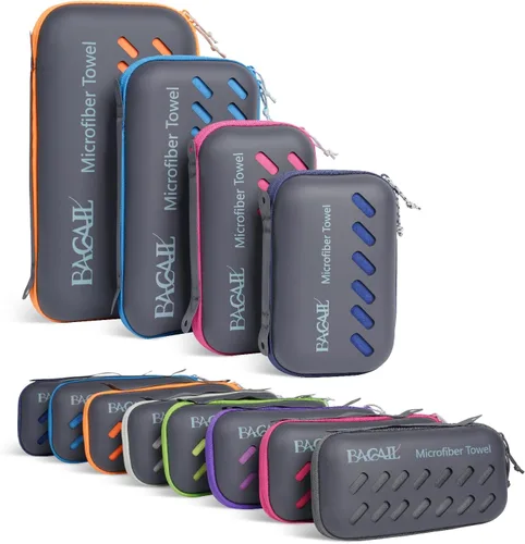 BAGAIL - Toalla de camping con funda de EVA, toalla de viaje de microfibra compacta y ultrasuave, toalla de viaje súper absorbente y ligera de