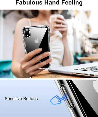 Miniatura 8 de HOOMIL Funda para iPhone XR de 6.1 pulgadas, no amarillea, protección contra caídas, carcasa trasera dura transparente antiarañazos, transparente
