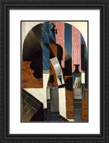 Miniatura 4 de ArtDirect Gris, Juan 19x24 Black Modern Framed Art Print Titled: Violin and Ink Bottle on a Table