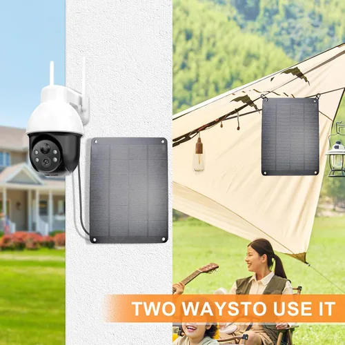 Miniatura 2 de Panel solar con gancho de metal, módulo monocristalino de alto rendimiento de 5V 6W con salida USB-A hembra y DC macho, panel impermeable