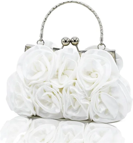 Miniatura 11 de Bolso de mano de noche para mujer, diseño floral, de satén, bolsos pequeños con correa desmontable, para bodas, fiestas, bailes de graduación