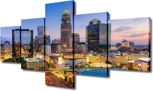 Miniatura 21 de TUMOVO Fotos en lienzo de Estados Unidos, Cincinnati, Ohio, Skyline at Dusk para tu sala de estar, impresiones de paisaje urbano de rascacielos