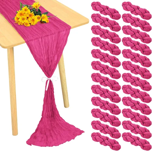 Miniatura 20 de Paquete de 24 caminos de mesa de estopilla de 20 x 120 pulgadas, camino de mesa de tela de queso a granel, romántico, bohemio, tela de gasa Beige
