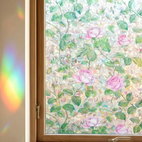 Miniatura 11 de Película decorativa para ventana Tulip, película de privacidad esmerilada sin pegamento, película para puerta de vidrio emplomado, adherencia