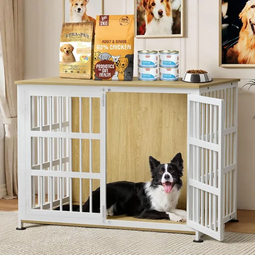 Miniatura 16 de Mueble Jaula para Perros de 46'' Jaula para Perros de Raza Grande Jaulas para Perros de Interior Jaulas para Perros de Madera Mesa Auxiliar Jaula