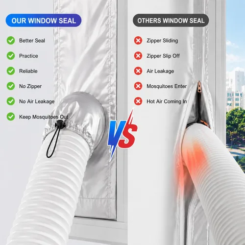Miniatura 3 de Kit de sellado de ventana plateado para aire acondicionado portátil - 【30% aislamiento térmico universal】: kit de sellado de ventilación de ventana