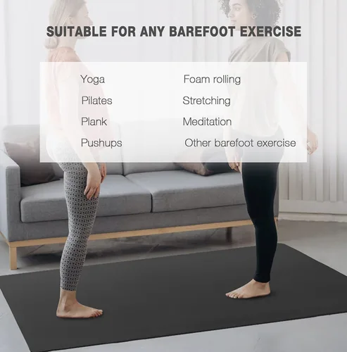 Miniatura 6 de UMINEUX Tapete de yoga grande para hombres y mujeres de 1/4 y 2/5 pulgadas, extra grueso, TPE para entrenamiento en casa, gimnasio, antideslizante