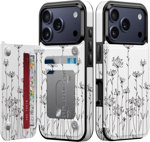 Miniatura 128 de FUNMIKO Funda tipo cartera para iPhone 13 con tarjetero, bloqueo RFID, protección de grado militar y obras de arte impresas con rayos UV, cierre
