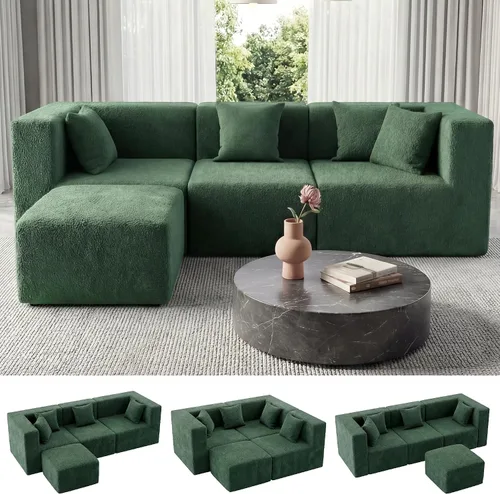 Miniatura 50 de MONVANE 55.5" Convertible Loveseat Sofa, 2-in-1 Boneless Sleeper Sofa Bed Futon Couch with Storage Pocket, Comfy Chenille Deep Seat Boneless Couch