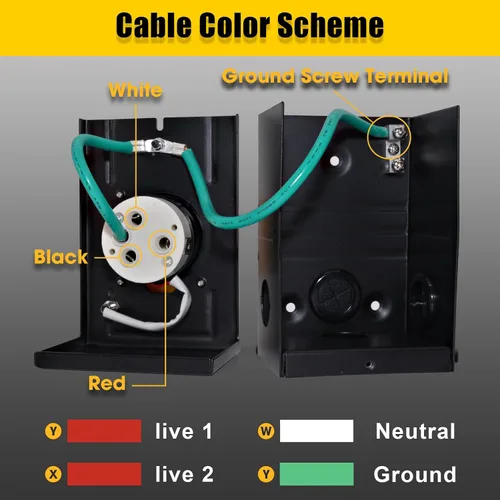 Miniatura 4 de Cable generador de 50 amperios con caja de entrada de alimentación preperforada, cable de extensión de generador de alta resistencia real STW