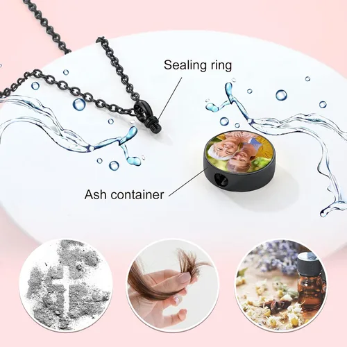 Miniatura 125 de FindChic Collares personalizados con urna para cenizas, barra vertical, gato, luna, reloj de arena, garra de perro, acero inoxidable, chapado en oro