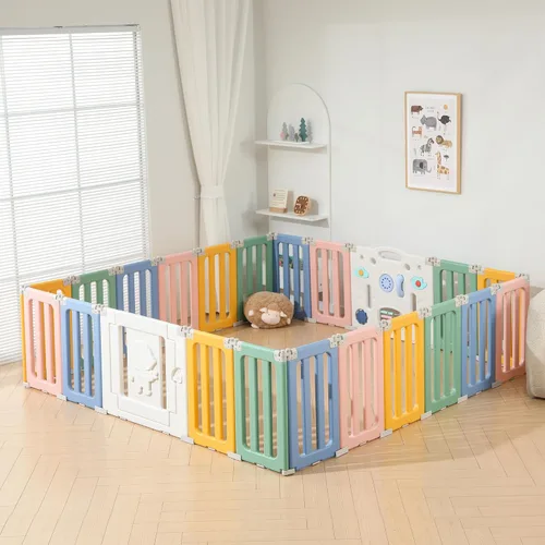 Bestgame Parque infantil para bebé, corralitos plegables para bebés y niños pequeños, corralito extra grande de 22 paneles, valla portátil de
