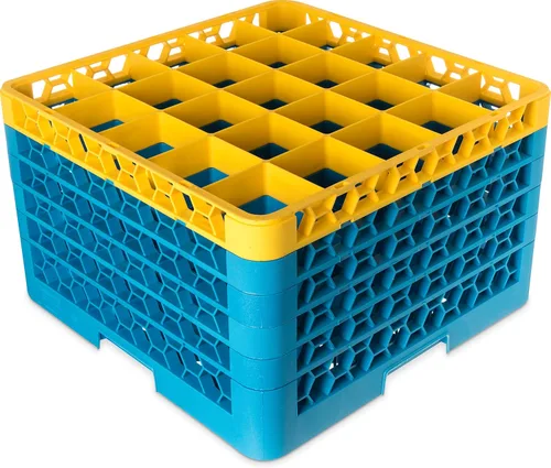 Miniatura 112 de Carlisle FoodService Products RG9-214 OptiClean Estante de vidrio con 9 compartimentos con 2 extensores, 7.12 pulgadas, polipropileno, azul