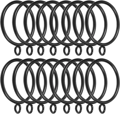 Miniatura 14 de MroMax Anillos de cortina con ojales, anillos de cortina negros de metal de 1-1/2 pulgadas de diámetro interior de 1.496 in de diámetro, anillos