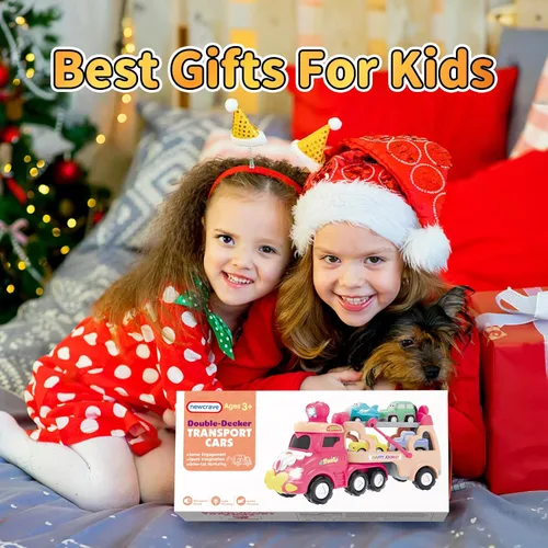 Miniatura 9 de newcrave - Juguetes de camiones para niñas de 1, 2, 3 años, juguetes de autos transportadores 7 en 1 para niñas pequeñas de 1-2, 2-3 años, juguete