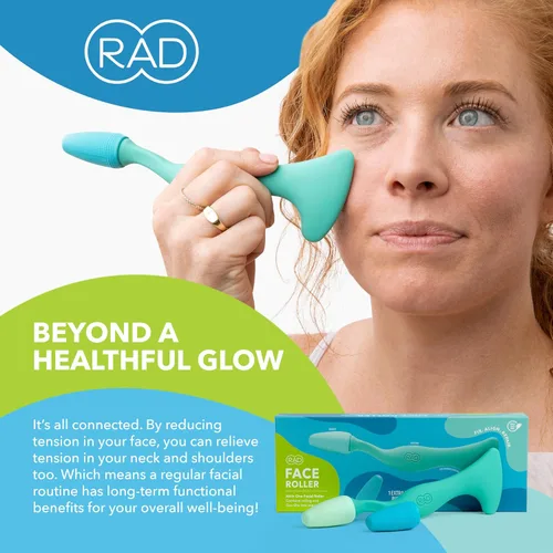Miniatura 5 de RAD Rodillo facial 2 en 1, opciones de cabeza de rodillo de silicona texturizada y suave, apto para congelador para tratamiento frío, arrugas