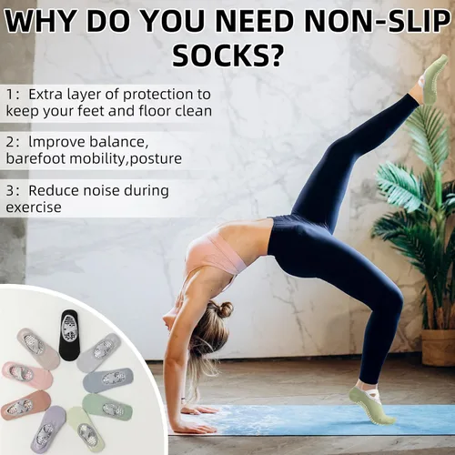 Miniatura 34 de Calcetines de yoga con agarre antideslizante para mujer, talla única, para fitness, deporte, danza de calcetines