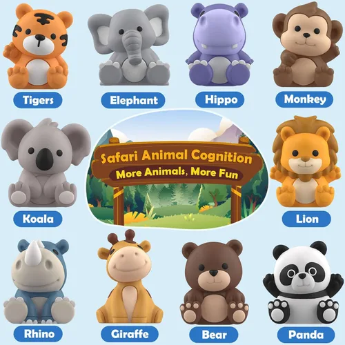 Miniatura 2 de Juguetes de aprendizaje para niños de 1, 2, 3 años, 20 juguetes de animales de safari, juguetes Montessori para contar, combinar y clasificar
