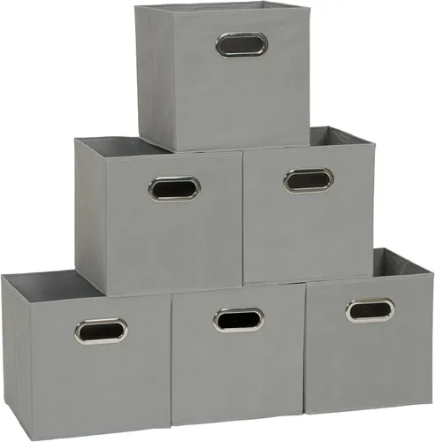Miniatura 10 de Household Essentials Cubos de Almacenamiento de Tela Plegables Paquete de 6 – 11x11x11 Contenedores No Tejidos Apilables con Lados de Cartón