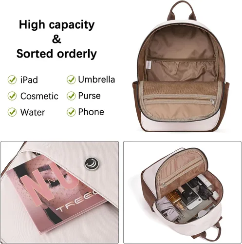 Miniatura 4 de Mochila monedero para mujer, mochila convertible de moda, 0 blanco con marrón, Mochilas de viaje