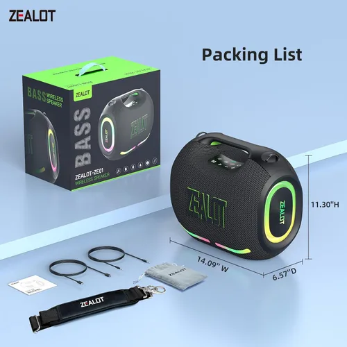 Miniatura 9 de ZEALOT ZE01 - Bocina portátil Bluetooth, 120W de potente sonido estéreo con graves profundos, inalámbrica, gran bocina para fiesta, compatible