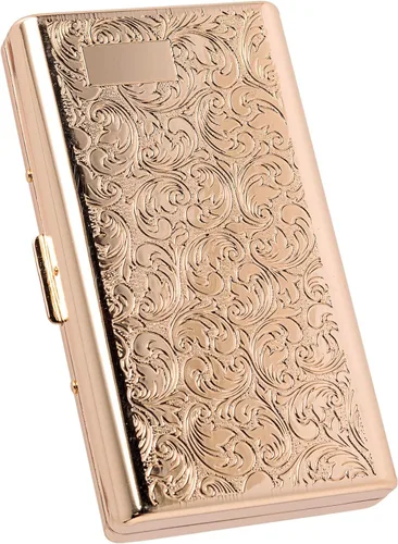 Miniatura 11 de Goshentech Estuche vintage, capacidad de 14, metal plateado metálico negro brillante, doble cara, caja de tarjeta bancaria, caja de efectivo