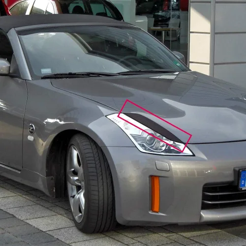 Miniatura 9 de Repuesto para Nissan 350Z Z33 Fairlady Z Coupe 2003-2009 Negro Fibra de Carbono Faro Párpados Cejas Cubiertas Izquierdo + Derecho (Paquete de 2)