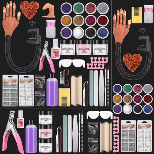 Mano de práctica de uñas para kit de uñas acrílicas, mano de maniquí de uñas postizas para practicar uñas, dedo de entrenamiento de uñas con kit de