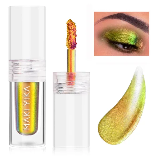 Miniatura 10 de Maki Yika Sombra de ojos líquida con brillo Ojos de camaleón metálicos Sombra de ojos multicolor cambiante de larga duración Sombra de ojos Aurora