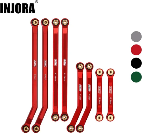 Miniatura 6 de INJORA Juego de 4 eslabones de aluminio CNC para SCX24 AXI90081 Deadbolt Axial 1/24 RC Crawler Car, 8 piezas (rojo)