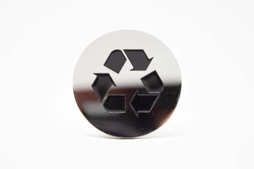 Miniatura 7 de Logotipo de reciclaje, emblema, medallón, cocina, oficina, parte delantera del gabinete, 1.5 pulgadas, acero inoxidable, latón, negro mate