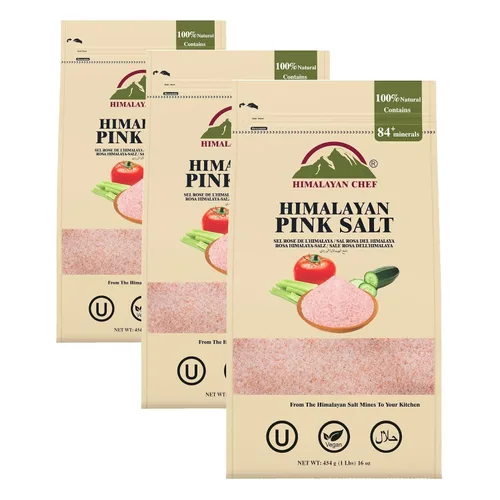 Miniatura 3 de Himalayan Chef - Sal rosa del Himalaya, grano fino, bolsa de 1 libra - Pura, natural, kosher, sin OGM, rica en minerales, para cocinar, sazonar
