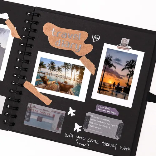 Miniatura 4 de Álbumes de fotos y recortes Vienrose DIY de tapa dura, libro de fotos de 8x8 pulgadas, 40 páginas negras para libro de visitas, boda, cumpleaños