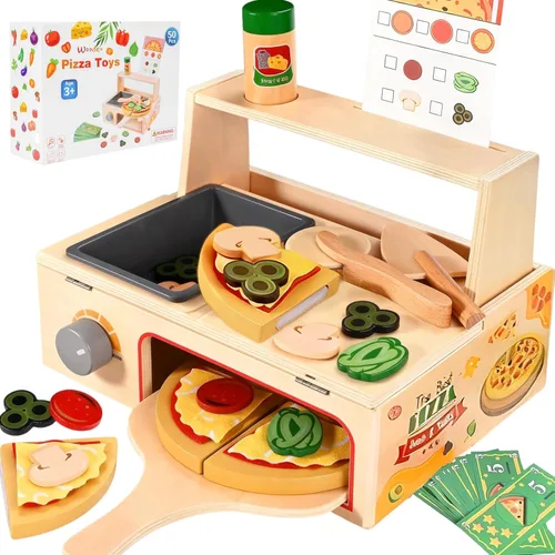 Miniatura 8 de Juguetes de madera para niños pequeños, juego de corte para hornear para niños, juego de simulación de panadería de cocina para niños, regalo