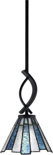 Miniatura 14 de Toltec Lighting Cavella Stem Colgado Mini colgante, acabado grafito, vidrio de muselina blanca de 4 pulgadas