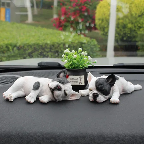 Miniatura 7 de Figura de bulldog francés durmiendo, estatua creativa de bulldog de resina, linda escultura de bulldog para decoración del hogar y la oficina