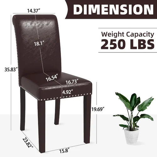 Miniatura 3 de Westice Juego de 8 sillas de comedor tapizadas de tela para cocina, sillas laterales de comedor con ribete de cabeza de clavo y patas de madera