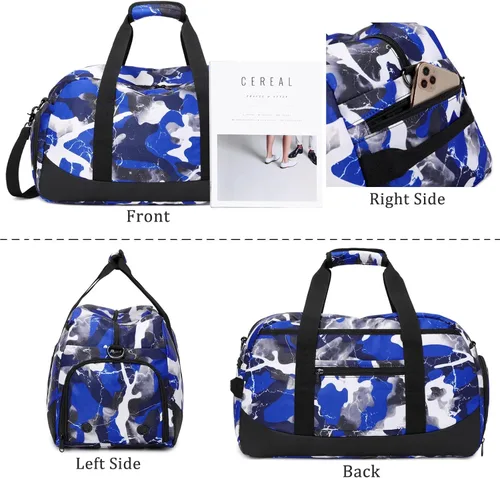 Miniatura 6 de JIANYA Bolsas de deporte para gimnasio, bolsa de viaje para la noche, bolsa de gimnasia de baile con compartimento para zapatos y bolsillo para ropa