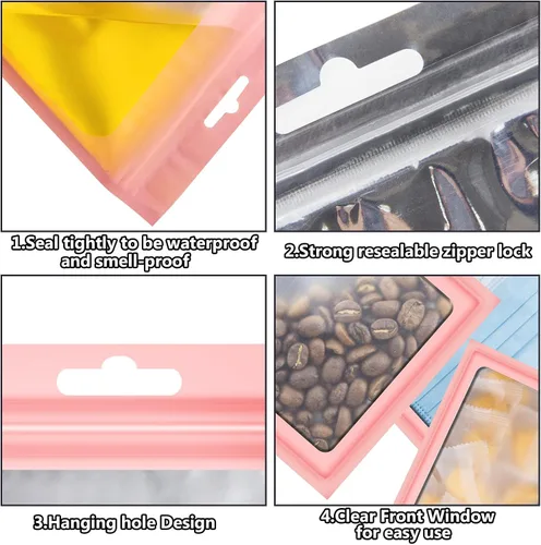 Miniatura 3 de YOTOZU 2.72 x 3.93 pulgadas, 100 bolsas holográficas de Mylar con cremallera, bolsa de almacenamiento de alimentos, bolsa de aluminio Mylar a prueba