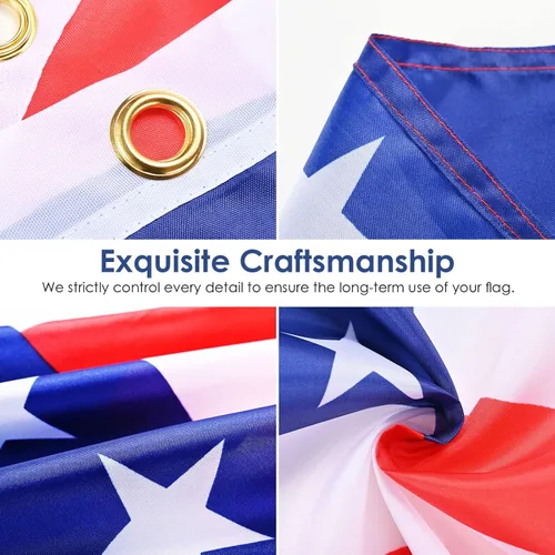 Miniatura 3 de AhfuLife Bandera estadounidense para exteriores de 3 x 5 pies, bandera grande de Estados Unidos de doble cara con ojales de latón para decoración