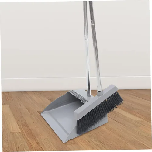 Miniatura 7 de Juego de recogedor de escoba para el hogar, cocina y uso al aire libre, escoba de mango largo 33.5 y recogedor de metal resistente, diseño vertical