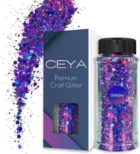 Miniatura 8 de Ceya Chameleon Brillantina Gruesa, 3.5 onzas/100g, Polvo de Brillantina Artesanal Color Crepúsculo que Cambia de Color, Escamas y Lentejuelas