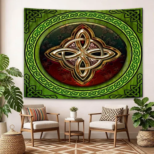 Miniatura 4 de SHRAPHY Tapiz celta de 60 x 40 pulgadas, tapiz nórdico vikingos, irlandés, redondo, nudo de amor, tapiz de buena suerte para sala de estar