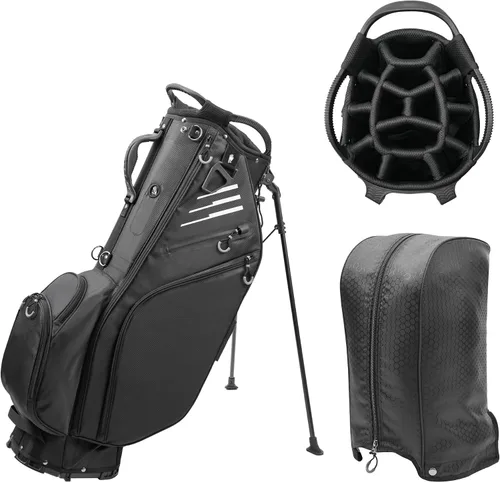 Bolsa de golf con divisores de longitud completa de 14 vías con soporte, bolsa de golf ligera e impermeable, 8 bolsillos, bolsa enfriadora, bolsa de