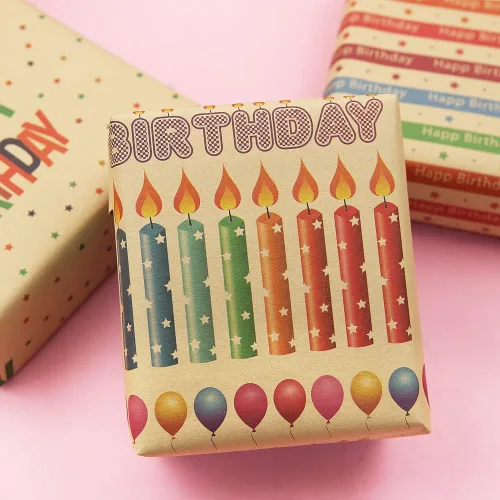 Miniatura 5 de Papel de regalo colorido de estraza para hombres, mujeres, niños, niñas, niños, 4 hojas en 4 diseños plegados planos de 20 x 28 pulgadas por hoja