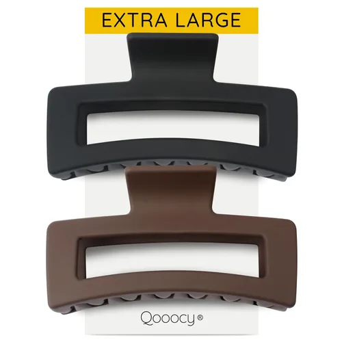 Miniatura 6 de Pinzas de garra extra grandes para cabello grueso y cabello largo, paquete de 2 pinzas de garra tamaño XXL, pinzas rectangulares antideslizantes
