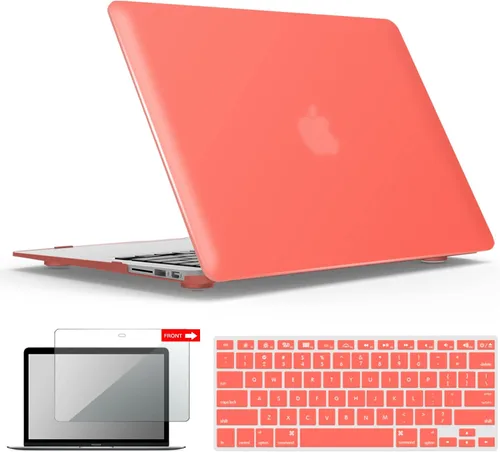 Miniatura 17 de iBenzer Carcasa rígida de plástico con superficie suave 3 en 1 y cubierta para teclado y protector de visualización para MacBook Air, Negro