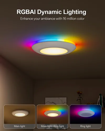 Miniatura 3 de Lumary Luz de disco LED inteligente de 5/6 pulgadas, paquete de 4 unidades, iluminación empotrada inteligente WiFi que cambia de color con anillo