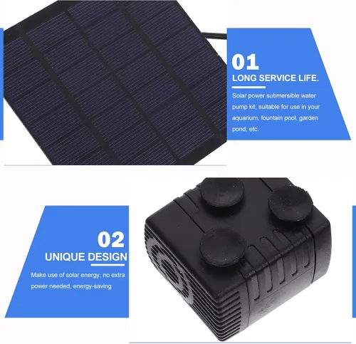 Miniatura 9 de iplusmile Bomba de agua sumergible de energía solar con 3 boquillas de pulverización y ventosas para fuente de acuario, piscina, jardín, estanque
